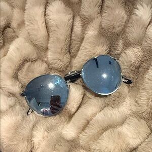 Persol Blue Mirrored Round Sunglasses